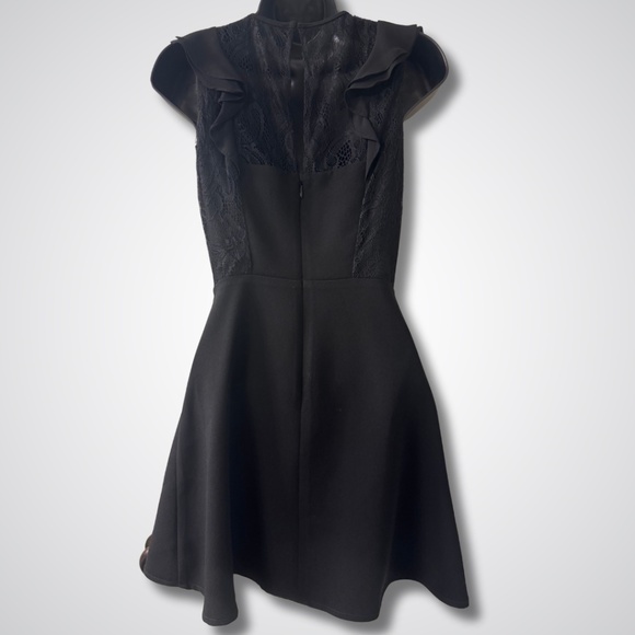 BCBGeneration Black Lace Ruffle Fit & Flare Dress - Timeless Elegance! - Picture 2 of 4